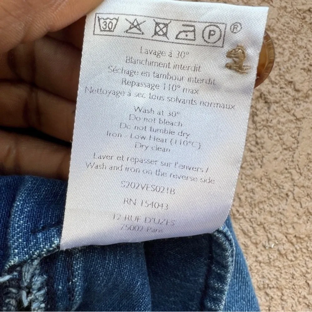 Sezane Will Denim Jacket Size 10‎ w Pockets Classic Indigo Blue